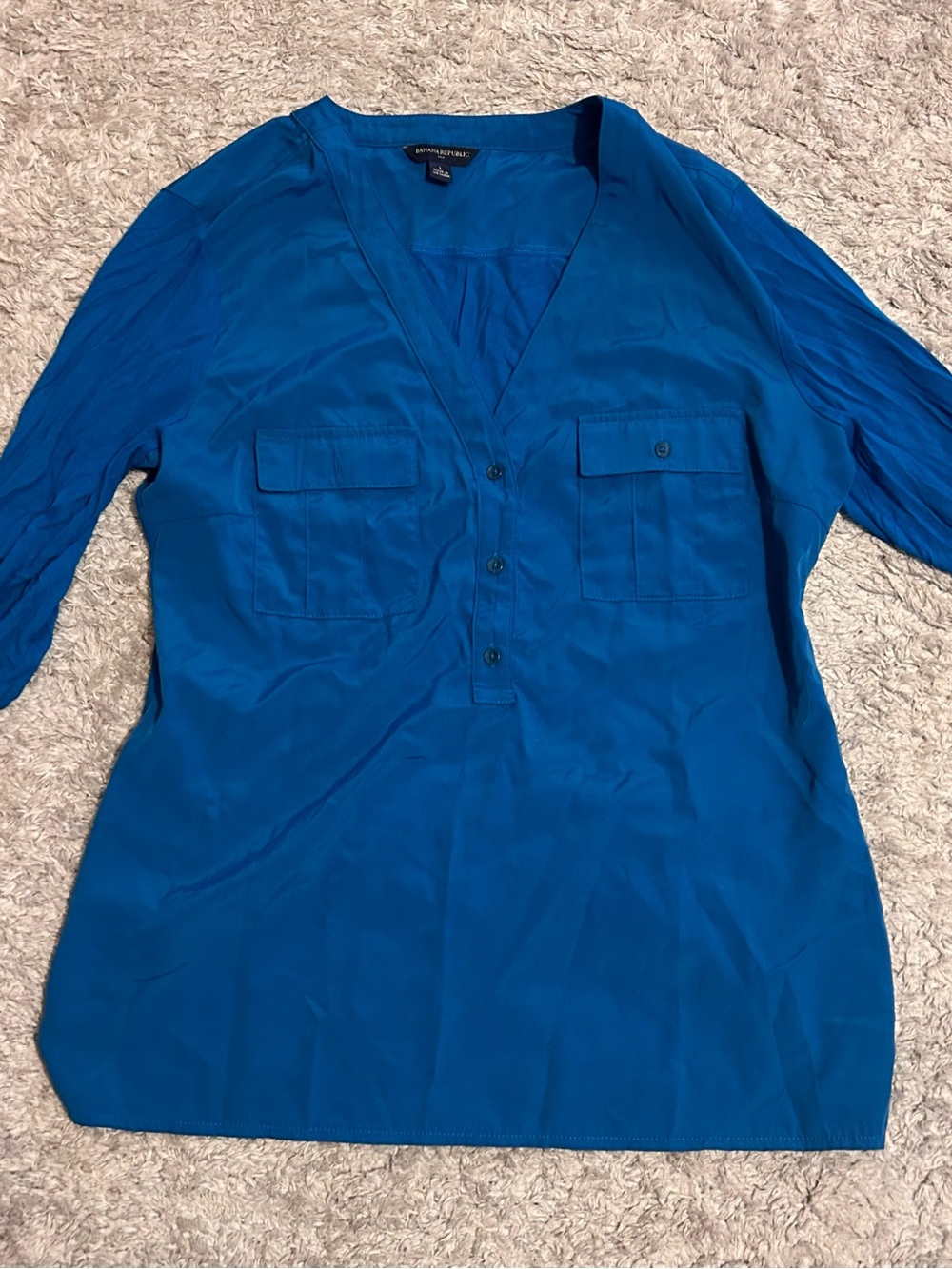 Banana Republic Women's Bright Blue Button-Front Tunic Shirt